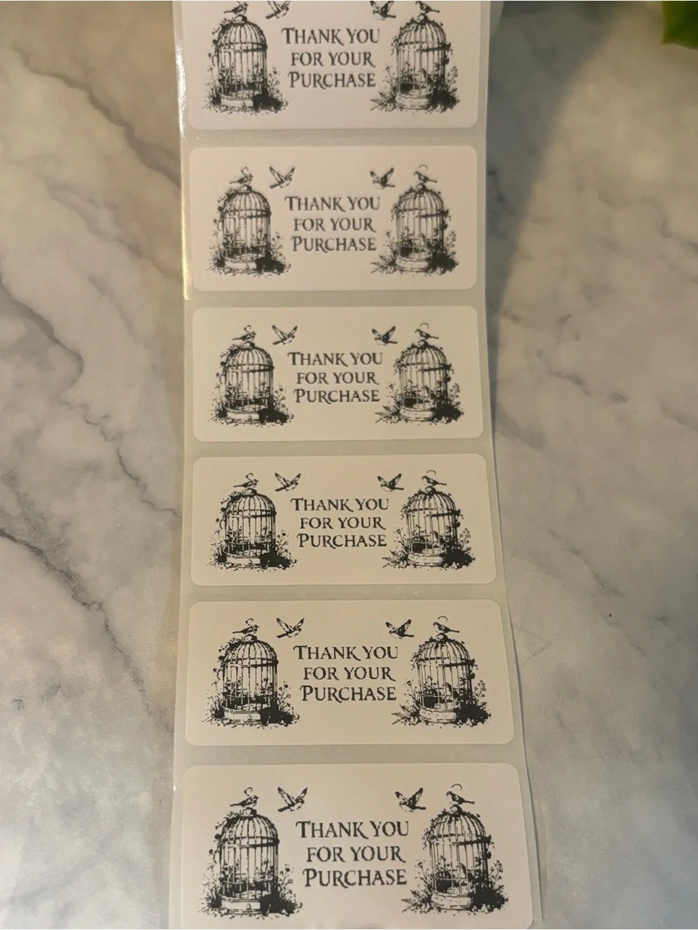 Vintage Birdcage Thank You Labels 200 Pack 2x1 Small Business Stickers